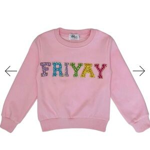 Lola + The Boys Pink Multicolor 'FRIYAY' Sweatshirt